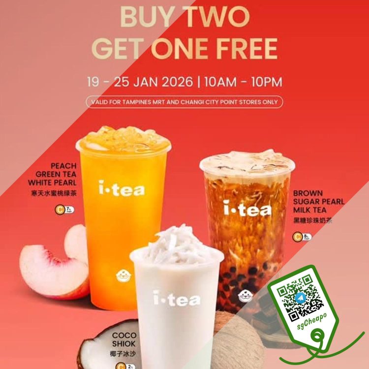 iTEA - Buy 2 Get 1 FREE Drinks- sgCheapo