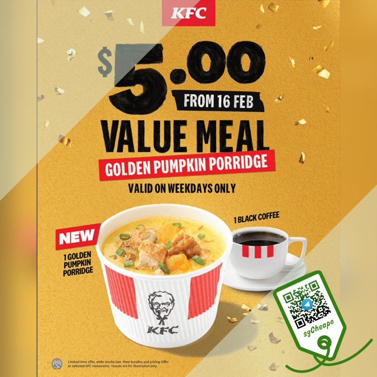 KFC - $5 Golden Pumpkin Porridge Value Meal - sgCheapo