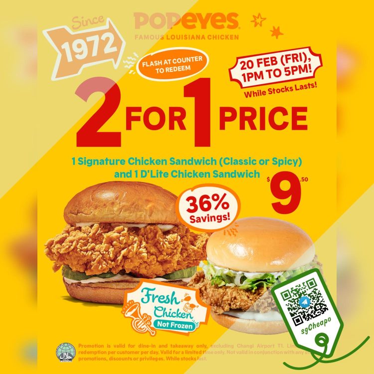 Popeyes - Up to 36% OFF Sandwiches - sgCheapo