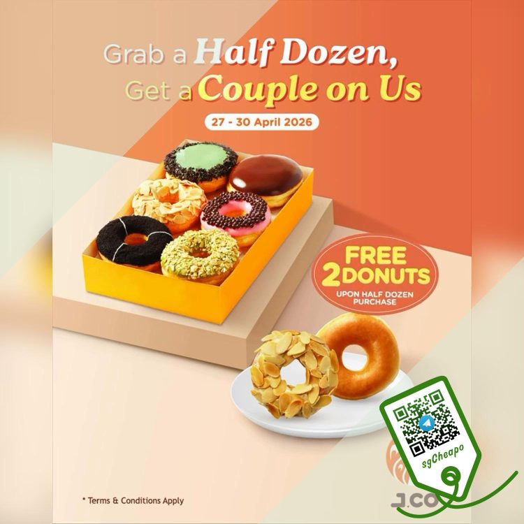 JCO Donuts & Coffee - Grab Half Dozen FREE 2 Donuts - sgCheapo