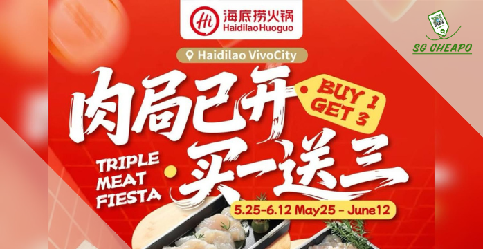 Haidilao - Buy 1 Get 3 FREE Triple Meat Fiesta - sgCheapo