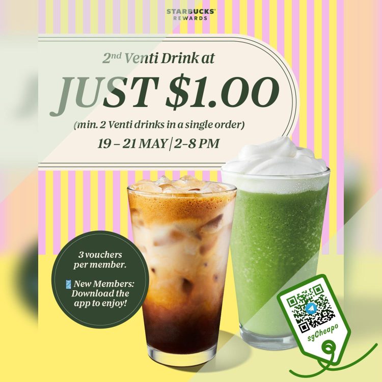 Starbucks - $1 Second Venti Drink - sgCheapo