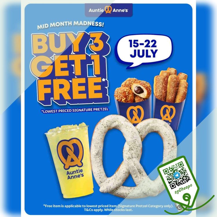 Auntie Anne's - Buy 3 Get 1 Free Auntie Anne's - sgCheapo
