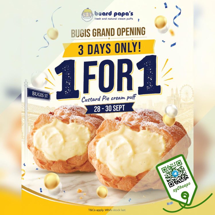 Beard Papa's - Buy 1 Get 1 FREE Custard Pie Cream - sgCheapo