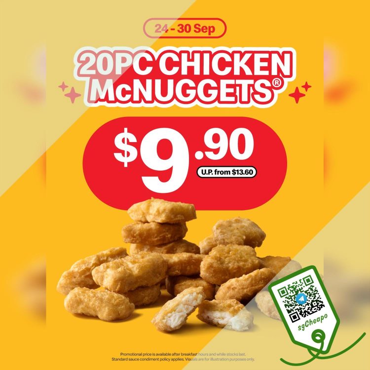 McDonald's - 20Pc Chicken Mcnuggets FOR Just $9.90 - sgCheapo