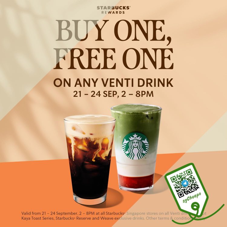 Starbucks - Buy One Get One FREE Venti - sgCheapo