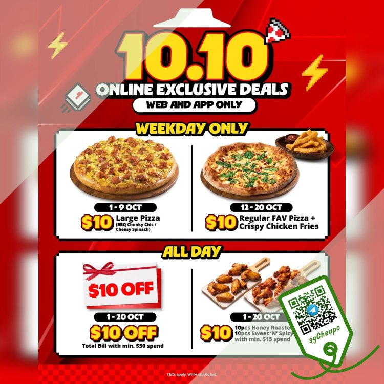 Pizza Hut - $10 Online Exclusive Deals - sgCheapo