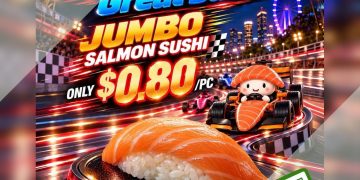 Sushi Express - $0.80 Jumbo Salmon Sushi - sgCheapo