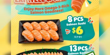Sushi Express - 8 Pcs Salmon Sushi FOR $6 - sgCheapo