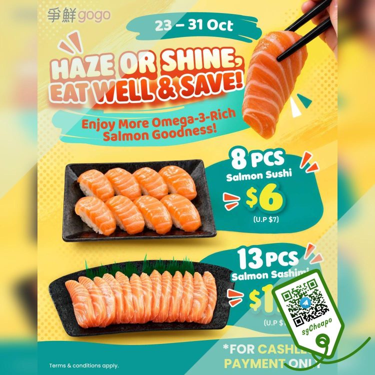 Sushi Express - 8 Pcs Salmon Sushi FOR $6 - sgCheapo